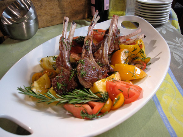 Agnello Scottadito with Heirloom Tomato Salad
