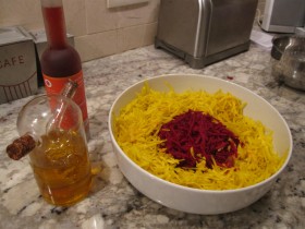 shredded gold and red beet salad