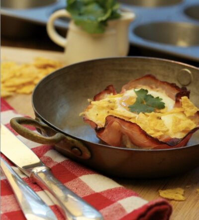 Eggs Baked in Ham with Sofrito