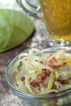 bavarian white cabbage salad in a glass bowl