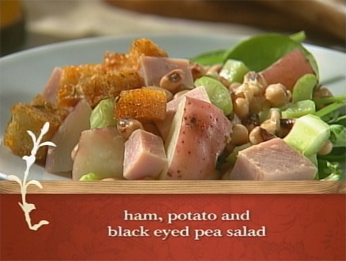 Ham, Potato, and Blackeyed Pea Salad with Creamy Garlic Dressing