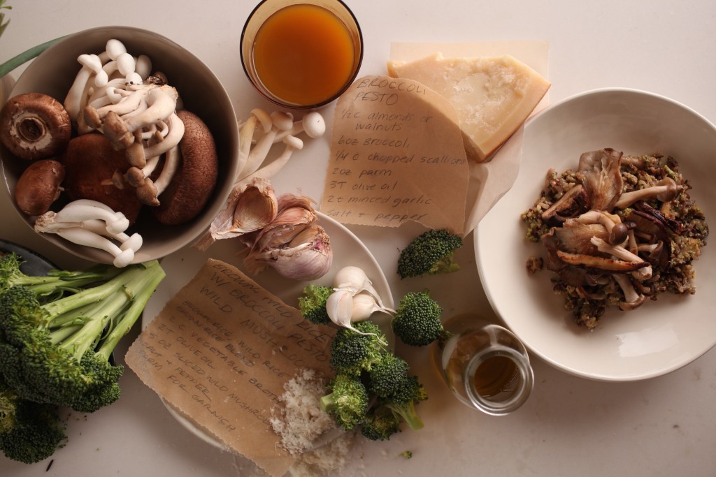 Brown and Wild Rice Bowl with Broccoli Pesto and Wild Mushrooms Sara