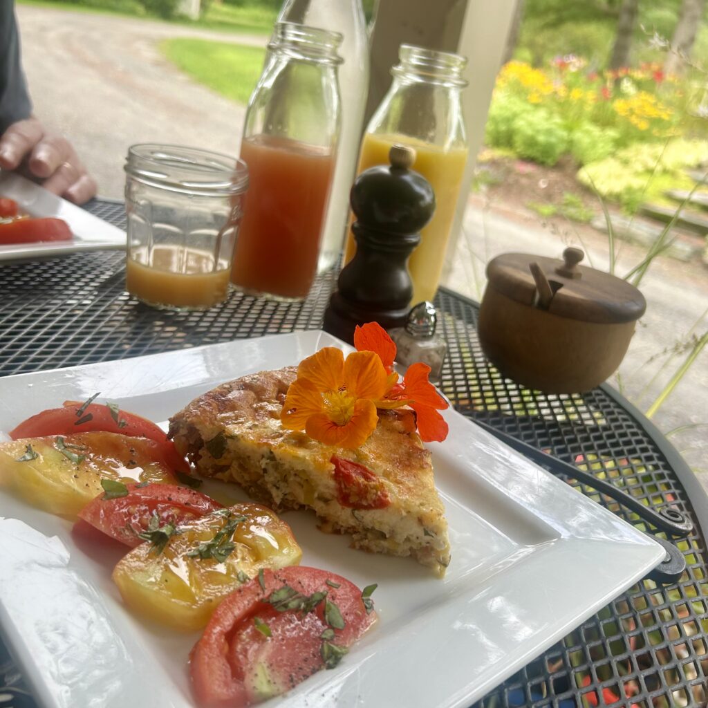 A plate of food on a table