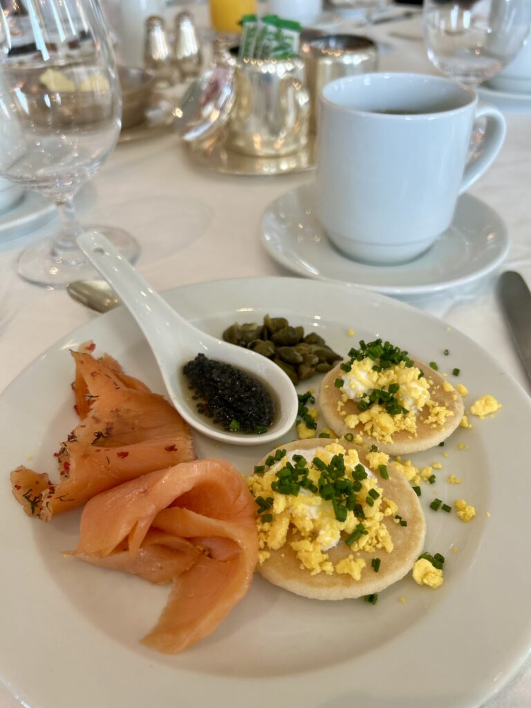 A plate of food on a table