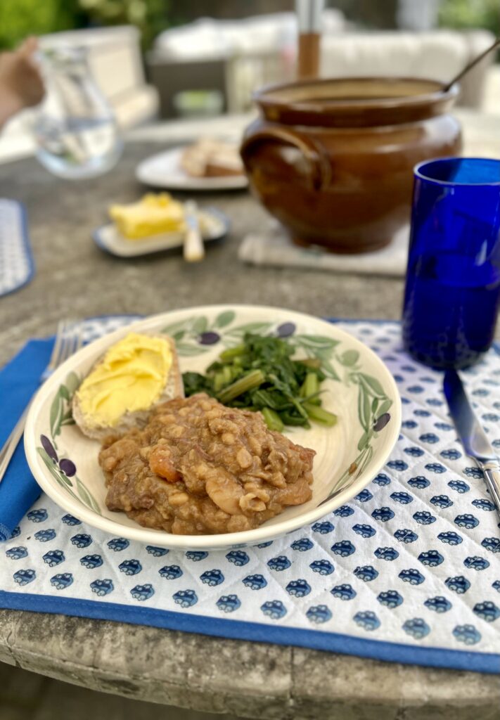 A plate of food on a table
